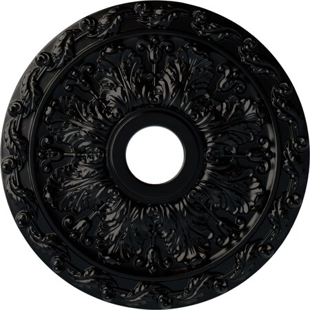 Spring Leaf Ceiling Medallion (Canopies up to 5 5/8"), 19 7/8"OD x 3 5/8"ID x 1 1/4"P, Jet Black